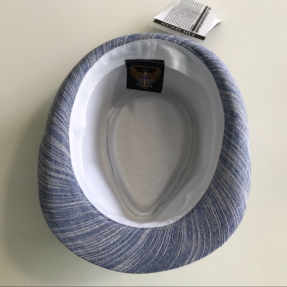 ✴️ Herschel Blue Striped Linen Blend Fedora SzL NWT - Picture 5 of 5